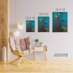 "Artery8 Rippl Ronai Jozsef Woman With A Birdcage Canvas Wall Art Print in Blue - Size: W18"" x H24""" - thumbnail 4
