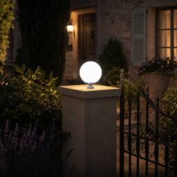 GWSOLAR Solar Light Ball Light 25cm Remote Timer Multi Colour IP65 Solar Garden Light in White
