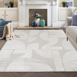 Desire Rugs Hamilton Modern Sheen Area Rug - Abstract Motif Geometric Lines Design in Silver - Size: 200 cm x 290 cm - thumbnail 5