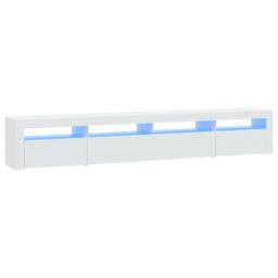 Berkfield Home TV Cabinet with LED Lights White 240x35x40 cm - Size: 240 x 35 x 40 cm - thumbnail 2