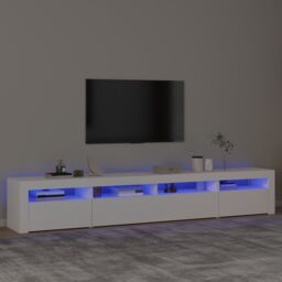 Berkfield Home TV Cabinet with LED Lights White 240x35x40 cm - Size: 240 x 35 x 40 cm - thumbnail 1