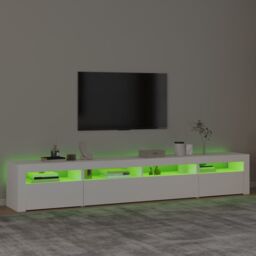 Berkfield Home TV Cabinet with LED Lights White 240x35x40 cm - Size: 240 x 35 x 40 cm - thumbnail 4