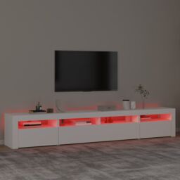 Berkfield Home TV Cabinet with LED Lights White 240x35x40 cm - Size: 240 x 35 x 40 cm - thumbnail 5
