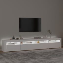 Berkfield Home TV Cabinet with LED Lights White 240x35x40 cm - Size: 240 x 35 x 40 cm - thumbnail 3