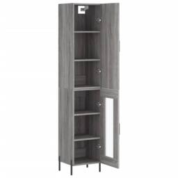 Berkfield Home Highboard Grey Sonoma 34.5x34x180 cm Engineered Wood - thumbnail 4