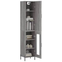Berkfield Home Highboard Grey Sonoma 34.5x34x180 cm Engineered Wood - thumbnail 3