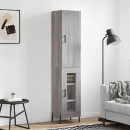 Berkfield Home Highboard Grey Sonoma 34.5x34x180 cm Engineered Wood - thumbnail 2