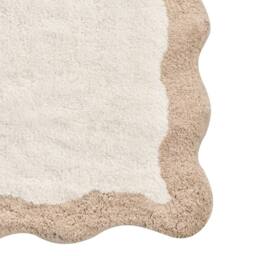 Wyld and Coco Cotton Bath Mat 60 x 90 cm - Beige and Brown Geometric Plush - Size: 1600mm x 900mm - thumbnail 6