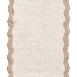 Wyld and Coco Cotton Bath Mat 60 x 90 cm - Beige and Brown Geometric Plush - Size: 1600mm x 900mm - thumbnail 2