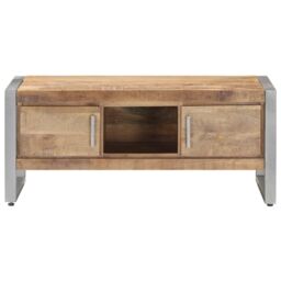 Berkfield Home Coffee Table 95x50x40 cm Rough Mango Wood in White - Size: 95 x 50 x 40 cm - thumbnail 2