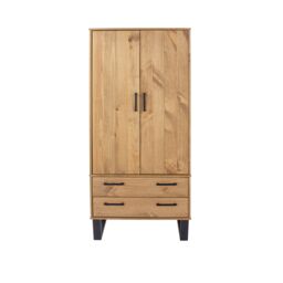 Core Products Texas 2 Door, 2 Drawer Wardrobe - H176cm x W76.5cm x D53cm in Light Brown - thumbnail 3