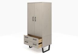 Core Products Texas 2 Door, 2 Drawer Wardrobe - H176cm x W76.5cm x D53cm in Light Brown - thumbnail 5