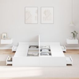 Berkfield Home Storage Bed Frame with Drawer with Headboard with Storage White 150 x 200 cm - thumbnail 4