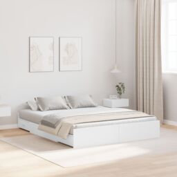 Berkfield Home Storage Bed Frame with Drawer with Headboard with Storage White 150 x 200 cm - thumbnail 1