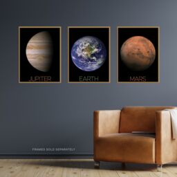 Artery8 Wall Art Print Pack of 3 NASA Our Solar System Images Planets Mars Earth Jupiter Red Spot Space Exploration Large Poster Set - thumbnail 4