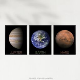 Artery8 Wall Art Print Pack of 3 NASA Our Solar System Images Planets Mars Earth Jupiter Red Spot Space Exploration Large Poster Set - thumbnail 3