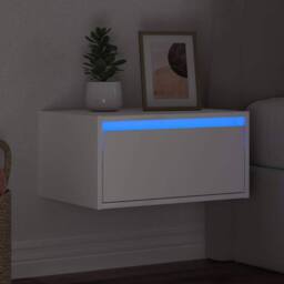 Berkfield Home Wall-mounted Bedside Cabinet with LED Lights White - thumbnail 5