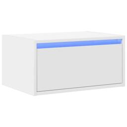 Berkfield Home Wall-mounted Bedside Cabinet with LED Lights White - thumbnail 3