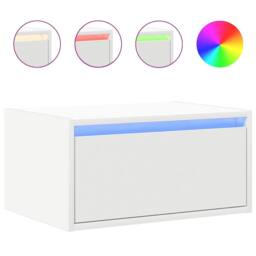 Berkfield Home Wall-mounted Bedside Cabinet with LED Lights White - thumbnail 2