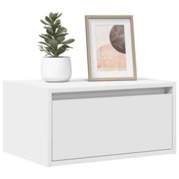 Berkfield Home Wall-mounted Bedside Cabinet with LED Lights White - thumbnail 1