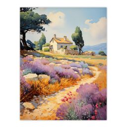 "Artery8 Wall Art Print Rural France Country House Watercolour Painting Poster Picture - Size: W18"" x H24""" - thumbnail 1