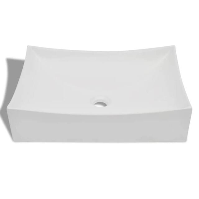 Berkfield Home White Bathroom Ceramic Porcelain Sink Art Basin White High Gloss - image 1