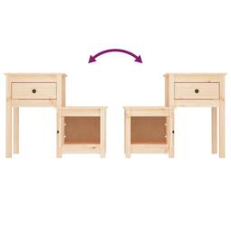 Berkfield Home Bedside Cabinet 2 pcs 79.5x38x65.5 cm Solid Wood Pine in Natural - thumbnail 6