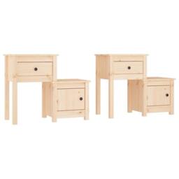 Berkfield Home Bedside Cabinet 2 pcs 79.5x38x65.5 cm Solid Wood Pine in Natural - thumbnail 1
