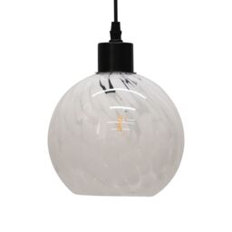 First Choice Lighting Set of 2 Confetti - Glass Globe with Black Pendant Fittings in White - thumbnail 2