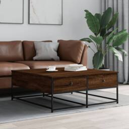 Berkfield Home Coffee Table Brown Oak 100x99x40 cm Engineered Wood - Size: 100 x 99 x 40 cm - thumbnail 2