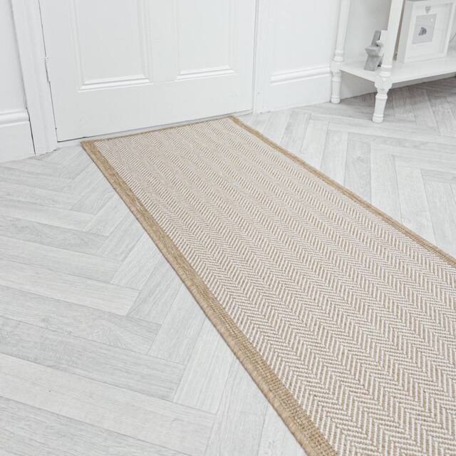 runrug Carpet Runner Rug - Indoor/Outdoor, Reversible, 2mm - 'Illusion' in Beige - Size: 60 cm x 180 cm