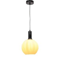 First Choice Lighting Set of 2 Betchley - White Ribbed Glass Globe Chrome Deco Pendants - thumbnail 3