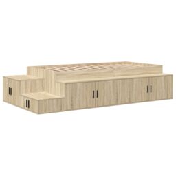 Berkfield Home Storage Bed Frame Sonoma Oak 80x200 cm in Beige - thumbnail 3