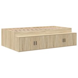 Berkfield Home Storage Bed Frame Sonoma Oak 80x200 cm in Beige - thumbnail 6