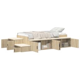 Berkfield Home Storage Bed Frame Sonoma Oak 80x200 cm in Beige - thumbnail 2