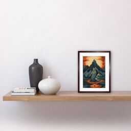 "Artery8 Wall Art Print Erebor The Lonely Mountain Landscape Artwork Framed 9X7 Inch in Brown - Size: W7"" x H9""" - thumbnail 2