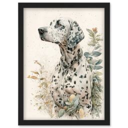 Artery8 Dalmatian Dog in Field Soft Watercolour Pencil Portrait Illustration Artwork Framed Wall Art Print A4 in Black - thumbnail 1