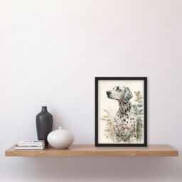 Artery8 Dalmatian Dog in Field Soft Watercolour Pencil Portrait Illustration Artwork Framed Wall Art Print A4 in Black - thumbnail 2