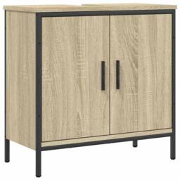 Berkfield Home Sturdy Bathroom Sink Cabinet Sonoma Oak 60x30x60 cm Engineered Wood in Light Tan - Size: 60 x 30 x 60 cm - thumbnail 3
