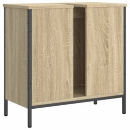 Berkfield Home Sturdy Bathroom Sink Cabinet Sonoma Oak 60x30x60 cm Engineered Wood in Light Tan - Size: 60 x 30 x 60 cm - thumbnail 8