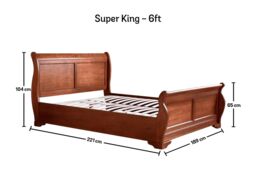 Time4sleep Toulon Mahogany Finish Wooden Mahogany Sleigh - Bed Frame in Brown - Size: Double - thumbnail 5