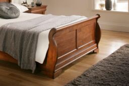 Time4sleep Toulon Mahogany Finish Wooden Mahogany Sleigh - Bed Frame in Brown - Size: Double - thumbnail 4