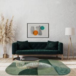 The Rug Shop UK Green Handmade Geometric Abstract Luxurious Easy To Clean Rug - Size: 160 cm x 230 cm - thumbnail 1