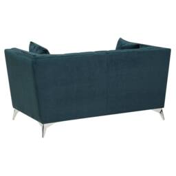 Wyld and Coco Teal Velvet 2+3 Seater Sofa Set - Nailhead Trim Tufted in Blue - thumbnail 9
