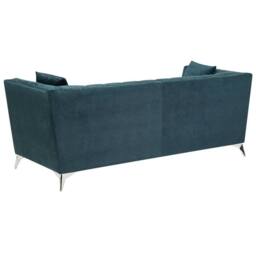 Wyld and Coco Teal Velvet 2+3 Seater Sofa Set - Nailhead Trim Tufted in Blue - thumbnail 6