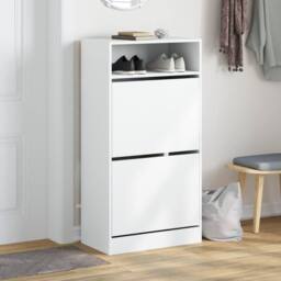 Berkfield Home Shoe Cabinet White 60x34x116 cm Engineered Wood - Size: 60 x 34 x 116 cm - thumbnail 3