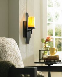 Loops Wall Light Wrought Iron Butterscotch Onyx Shade Imperial Bronze LED E27 100W - thumbnail 2