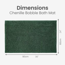 Allure Bath Fashions Chenille Bobble Bath Mat 60 x 90cm - Super Soft Microfibre & Non-Slip in Dark Green - Size: 60 x 90 cm - thumbnail 5