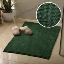 Allure Bath Fashions Chenille Bobble Bath Mat 60 x 90cm - Super Soft Microfibre & Non-Slip in Dark Green - Size: 60 x 90 cm - thumbnail 2