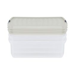 Wham Clip 3x 13.2L Square Plastic Storage Boxes with Clip Lock Lids in Stone - thumbnail 3
